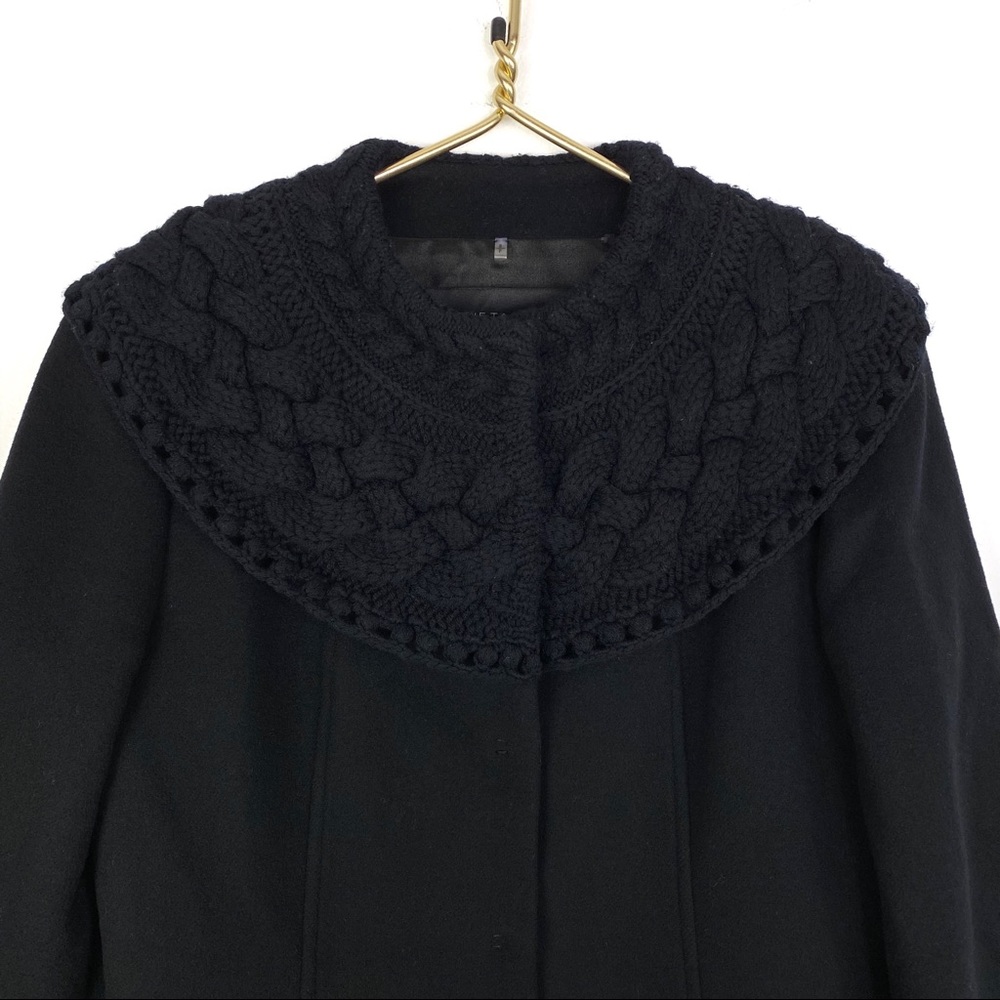 Elie Tahari Black Wool Knit Upper Coat Size Small - Picture 4 of 8